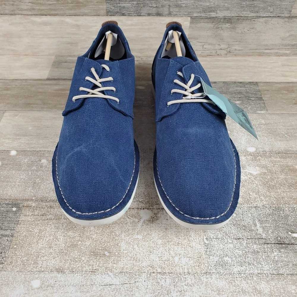 Toms‎ Preston Mens Shoes Sz 14 Navy Washed Canvas Stitch Out Casual Sneakers